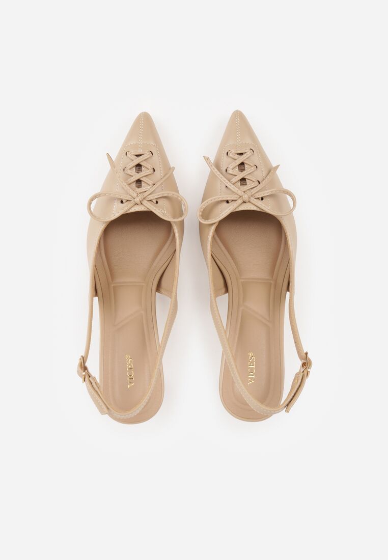 Ciemnobeżowe Szpilki VICES z Odkrytą Piętą i Ozdobnym Gorsetowym Sznurowaniem Aziruna 6