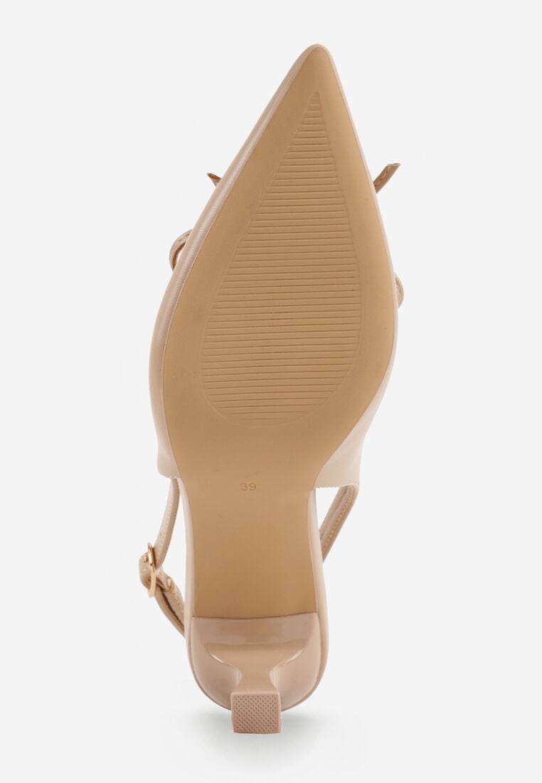 Ciemnobeżowe Szpilki VICES z Odkrytą Piętą i Ozdobnym Gorsetowym Sznurowaniem Aziruna 7