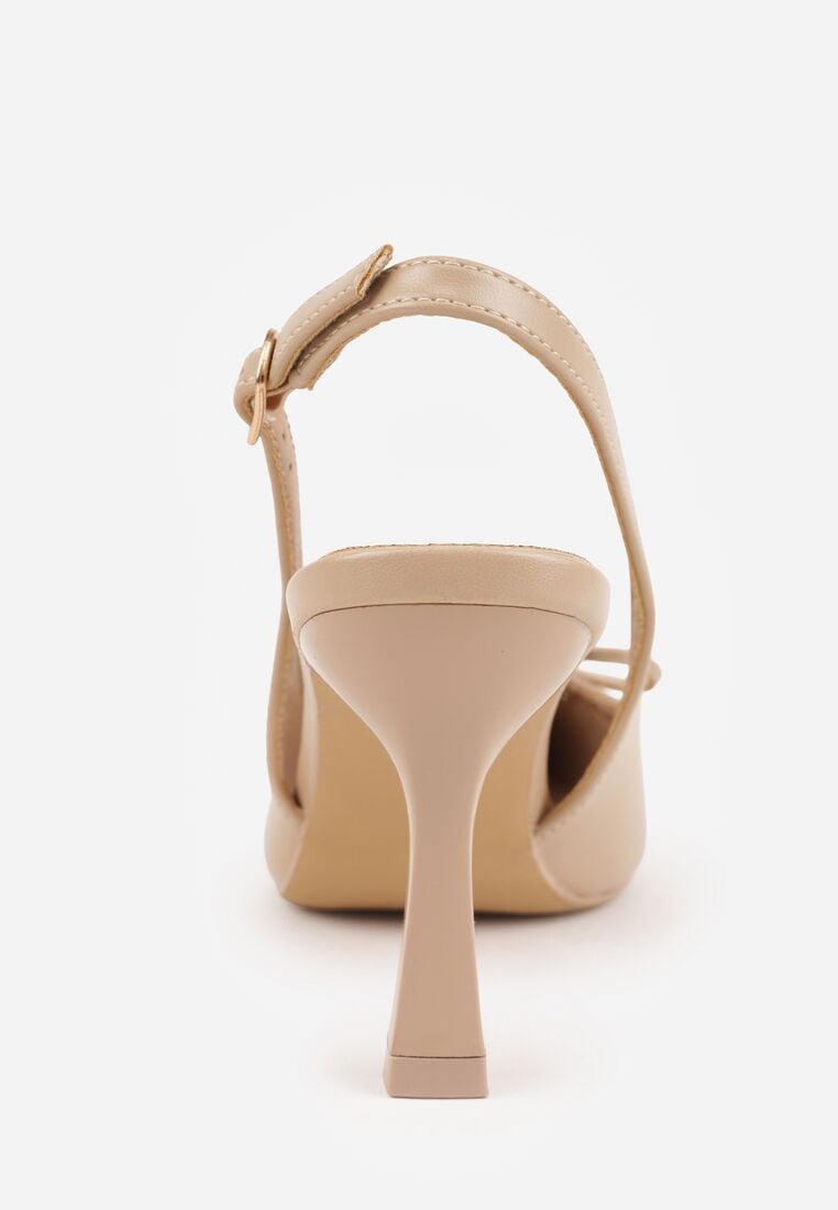 Ciemnobeżowe Szpilki VICES z Odkrytą Piętą i Ozdobnym Gorsetowym Sznurowaniem Aziruna 9