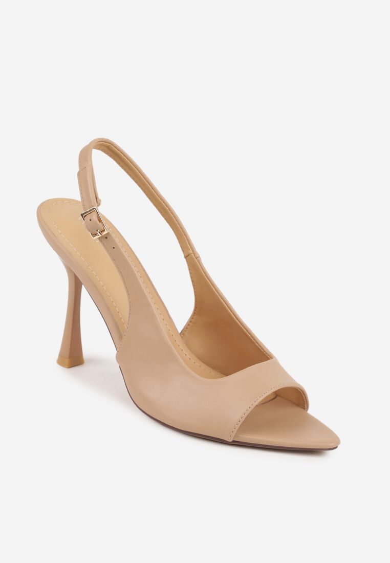 Ciemnobeżowe Sandały VICES na Szpilce z Odkrytym Noskiem i Piętą Olopis 5