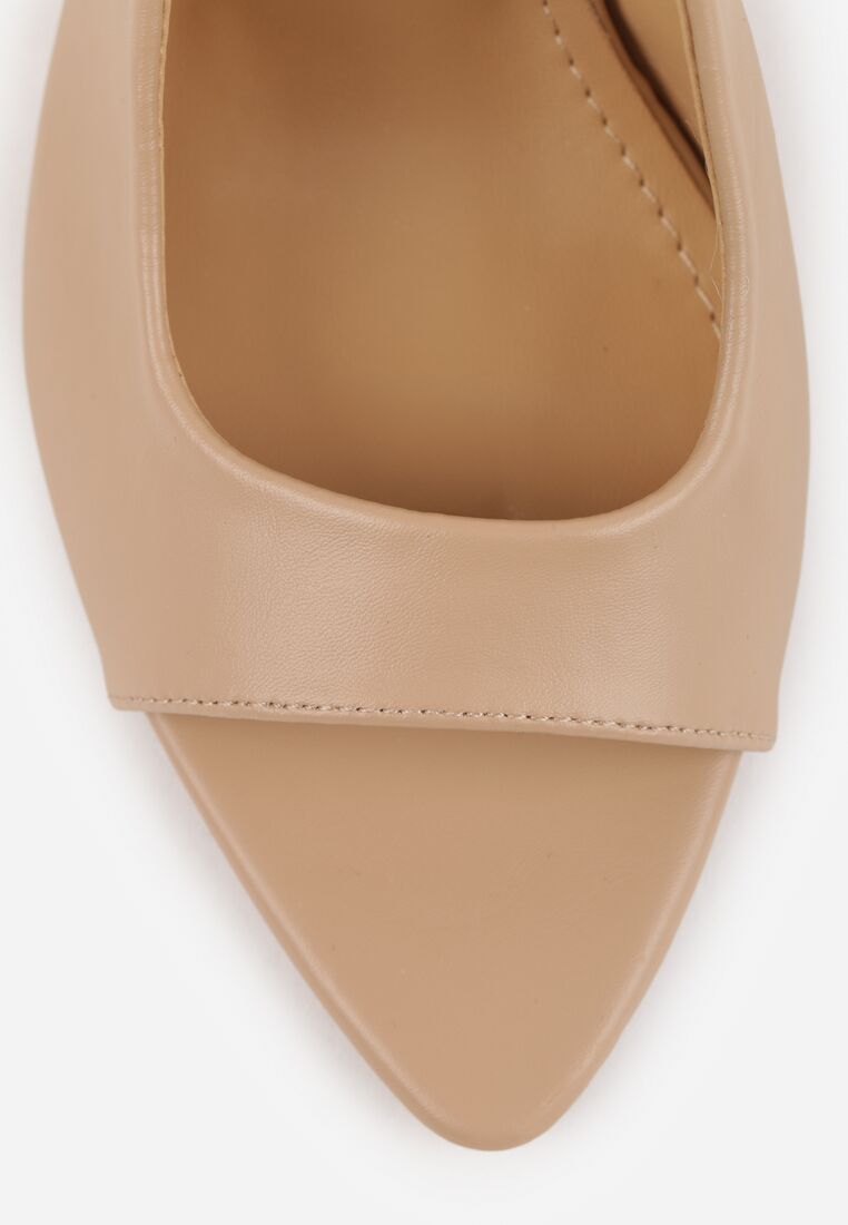 Ciemnobeżowe Sandały VICES na Szpilce z Odkrytym Noskiem i Piętą Olopis 8