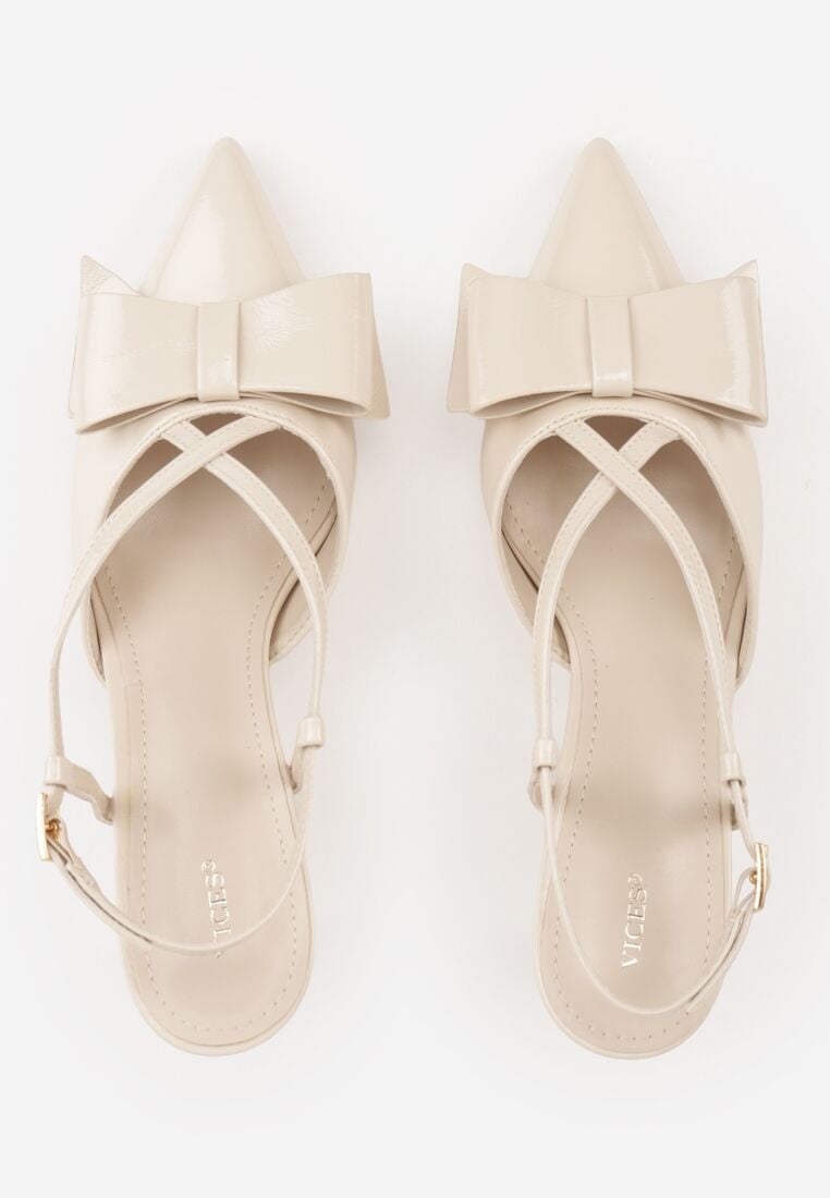 Beżowe Eleganckie Szpilki VICES z Ozdobną Kokardą Adrelena 6
