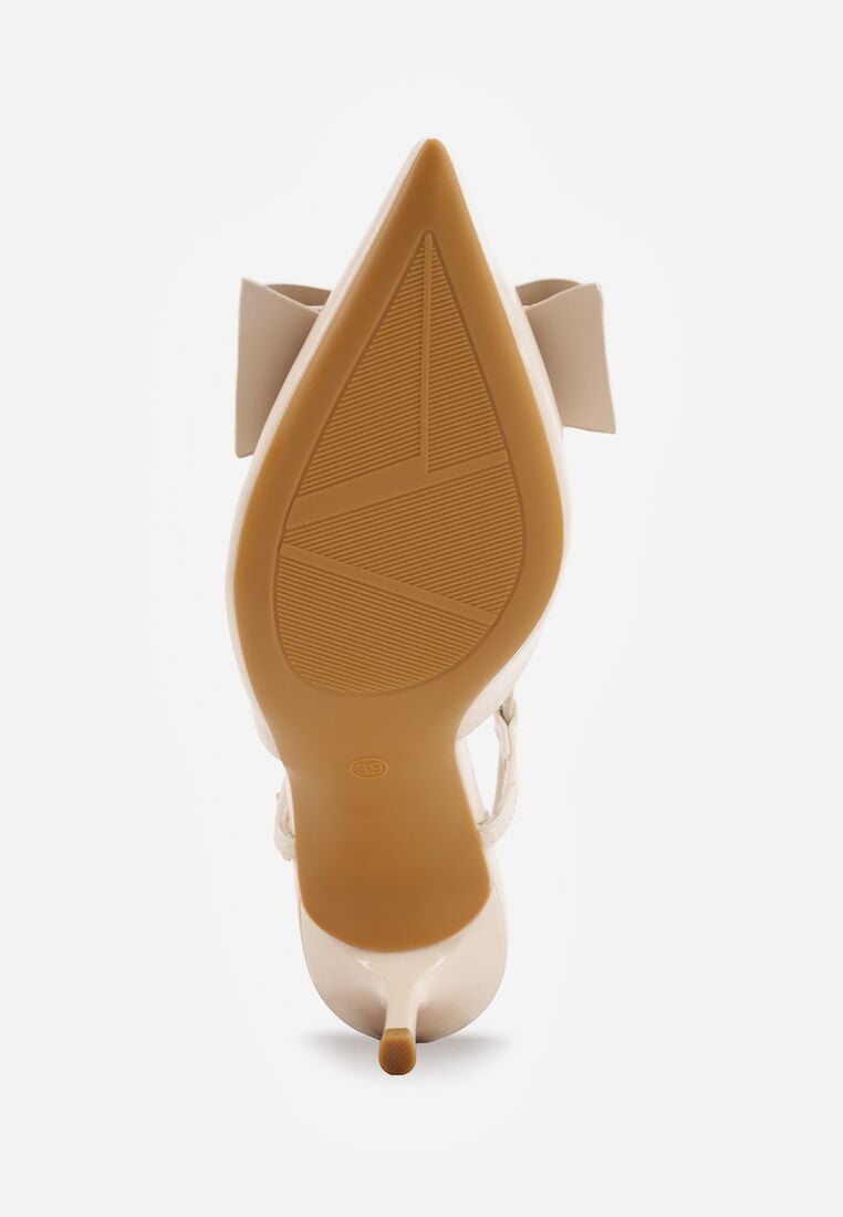 Beżowe Eleganckie Szpilki VICES z Ozdobną Kokardą Adrelena 7