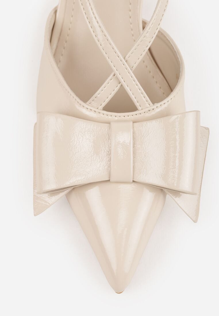 Beżowe Eleganckie Szpilki VICES z Ozdobną Kokardą Adrelena 9