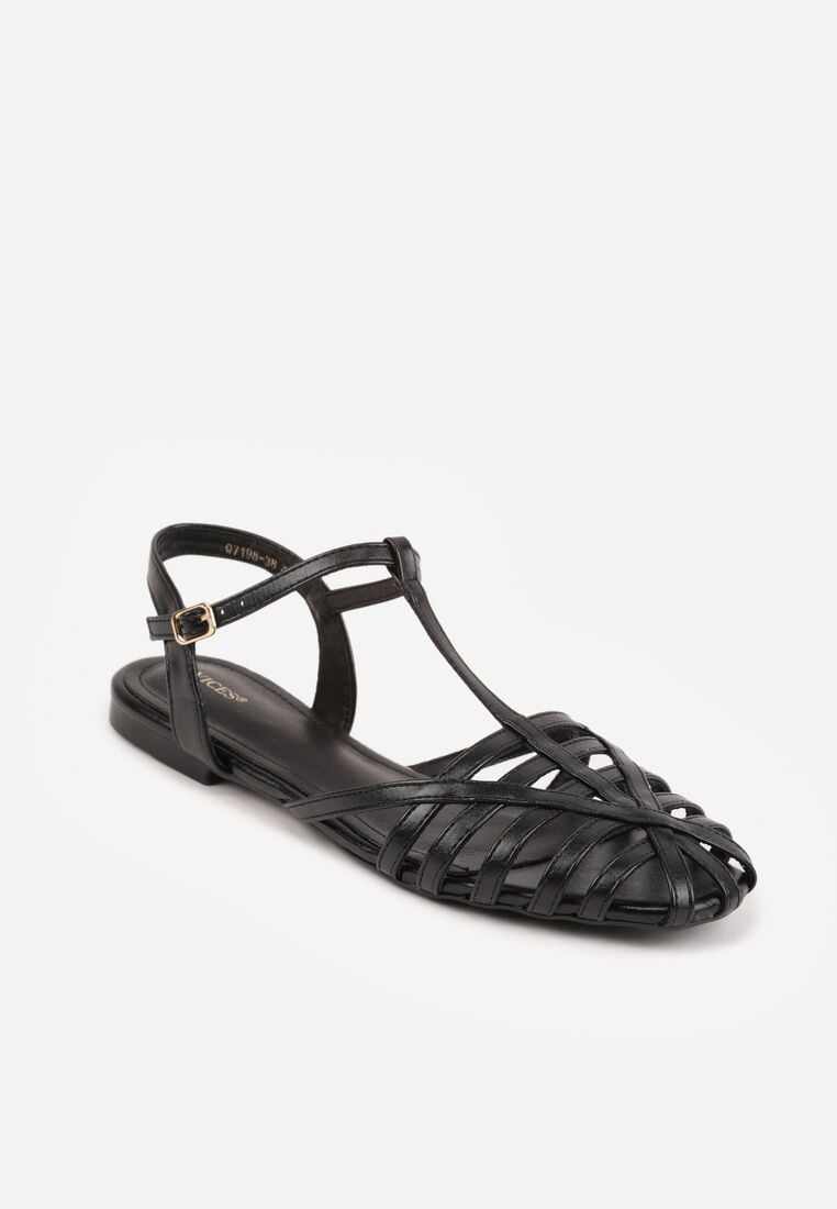 Czarne Sandały VICES z Geometrycznymi Paskami Abadia 5