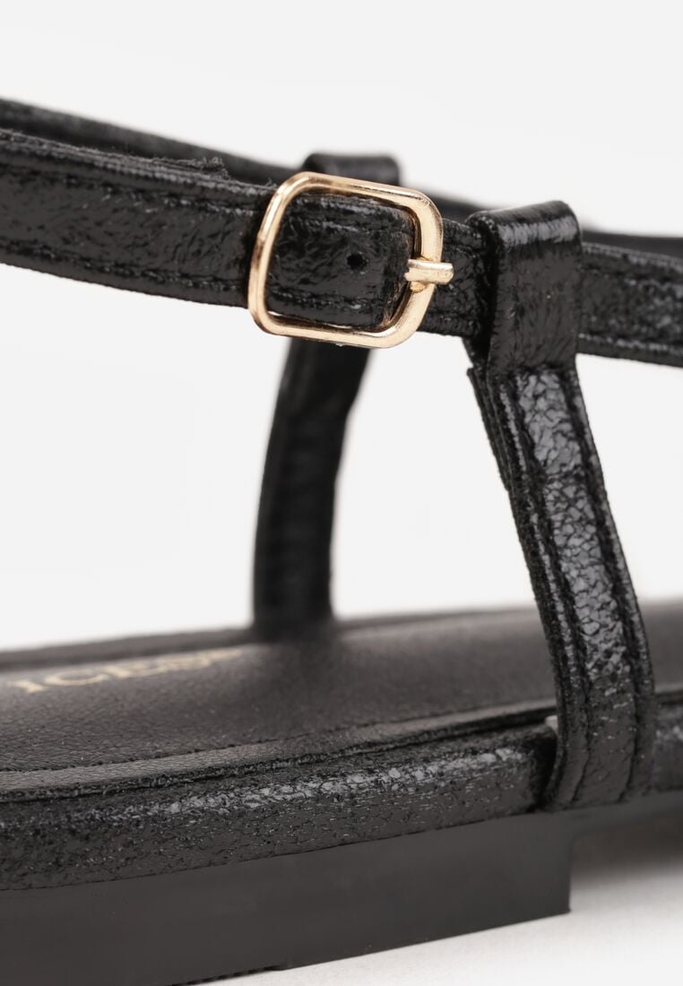 Czarne Płaskie Sandały VICES z Cienkimi Paseczkami i Otwartym Noskiem Iphadora 8