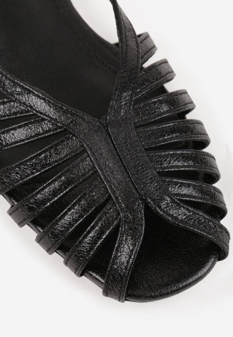 Czarne Płaskie Sandały VICES z Cienkimi Paseczkami i Otwartym Noskiem Iphadora 9