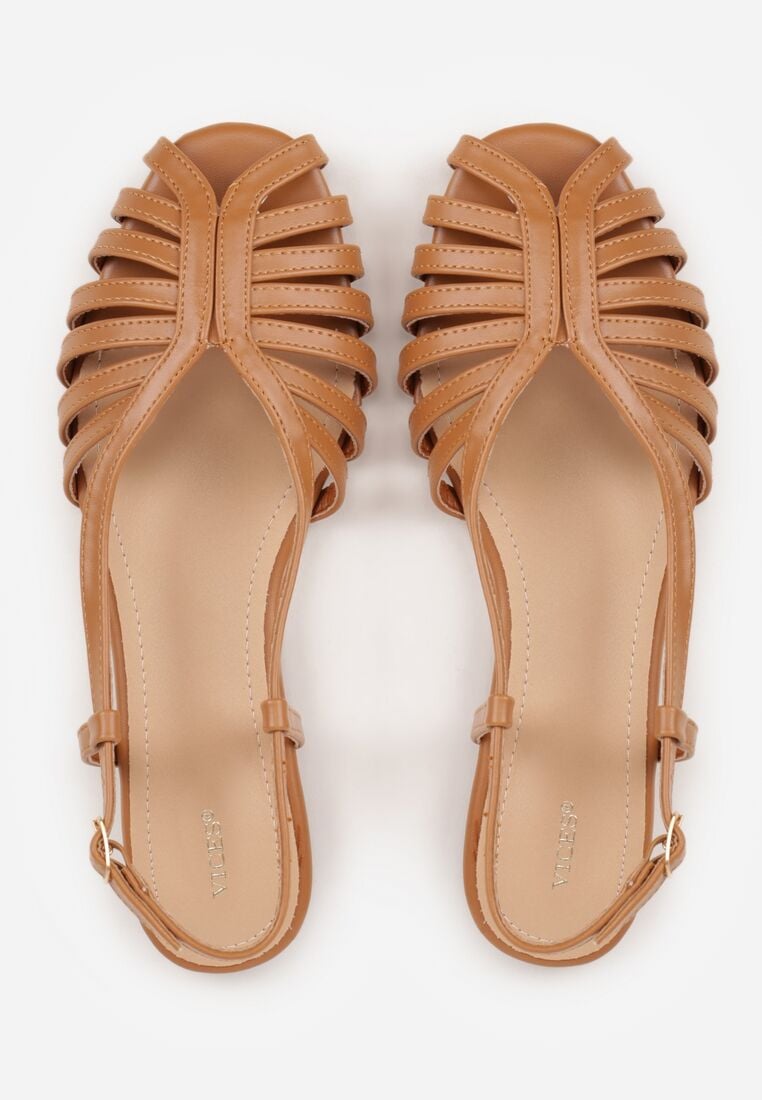 Brązowe Płaskie Sandały VICES z Cienkimi Paseczkami i Otwartym Noskiem Iphadora 6