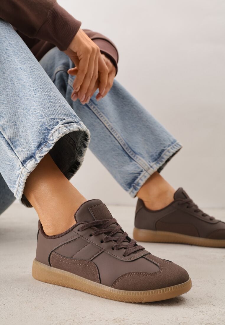 Brązowe Sneakersy VICES Typu Klasyczne Tenisówki z Łączonych Materiałów Azinina 2
