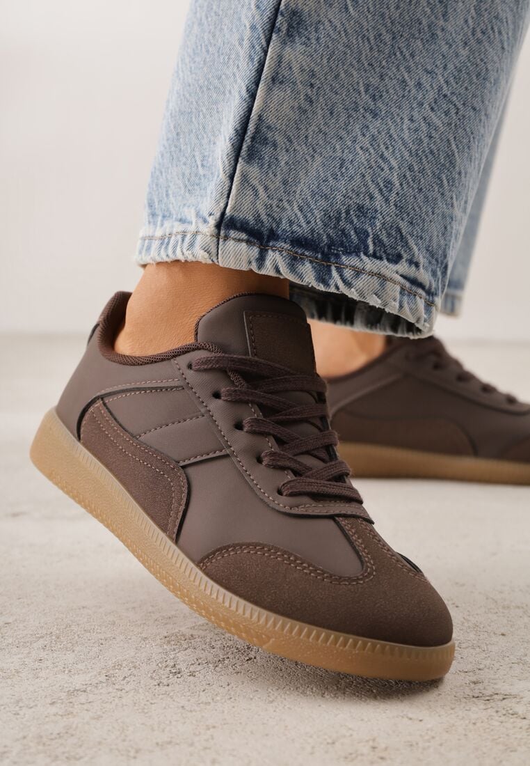 Brązowe Sneakersy VICES Typu Klasyczne Tenisówki z Łączonych Materiałów Azinina 3