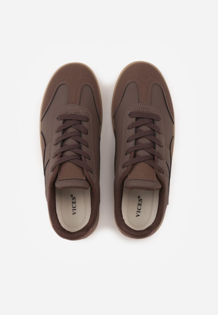 Brązowe Sneakersy VICES Typu Klasyczne Tenisówki z Łączonych Materiałów Azinina 6