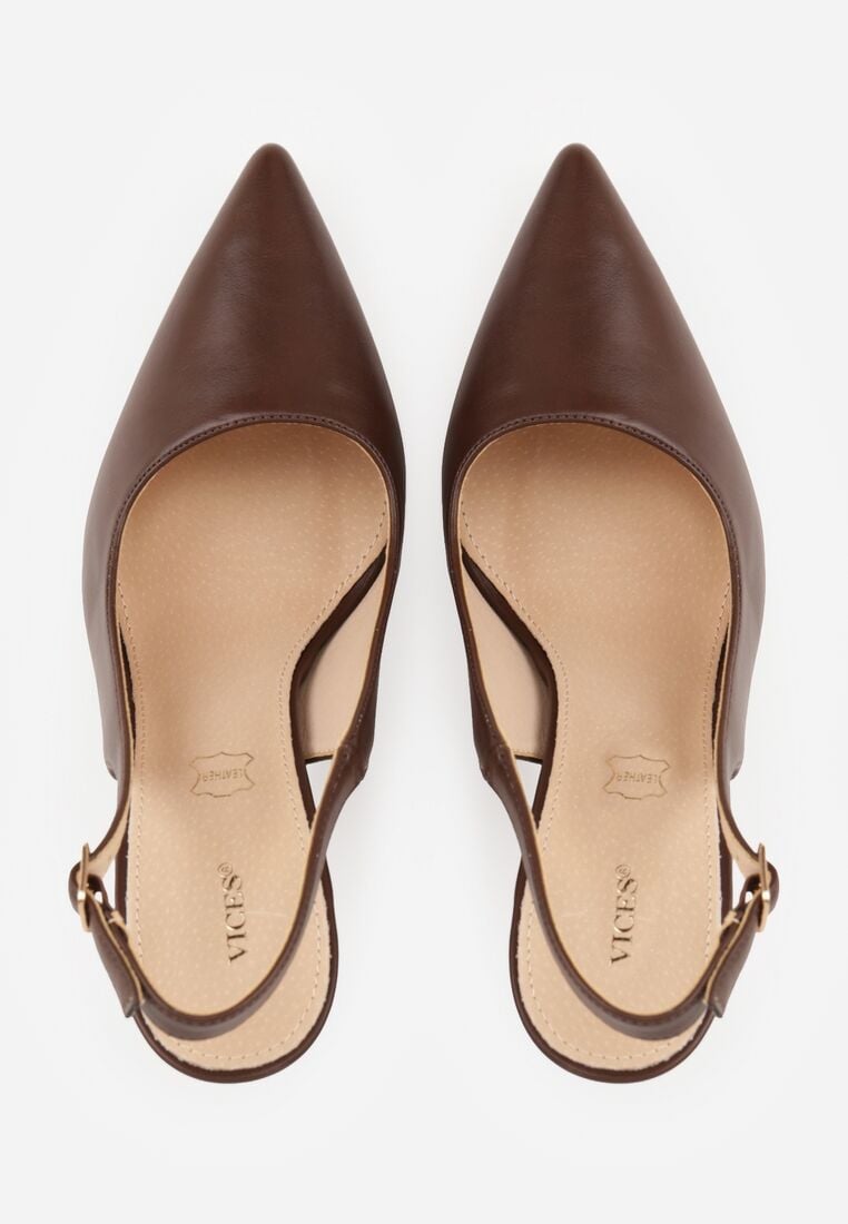 Brązowe Szpilki VICES z Odkrytą Piętą i Skórzaną Wkładką Kiladria 6
