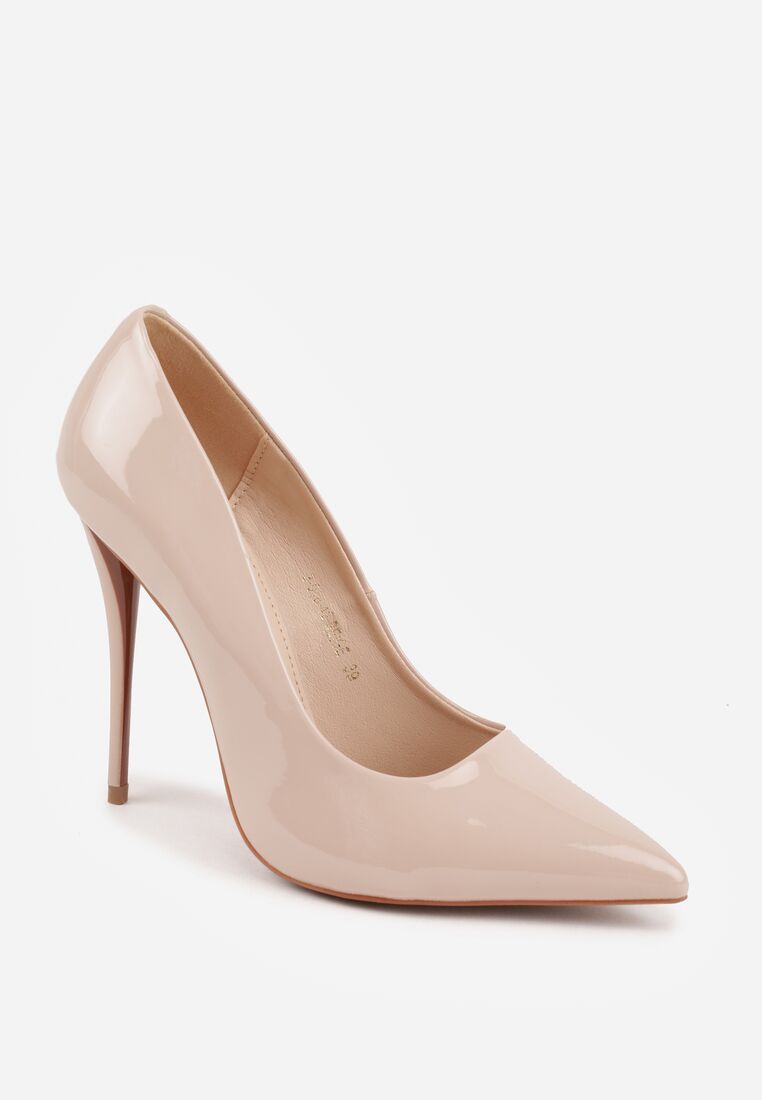 Beżowe Klasyczne Szpilki VICES z Lakierowanym Połyskiem Divenia 5