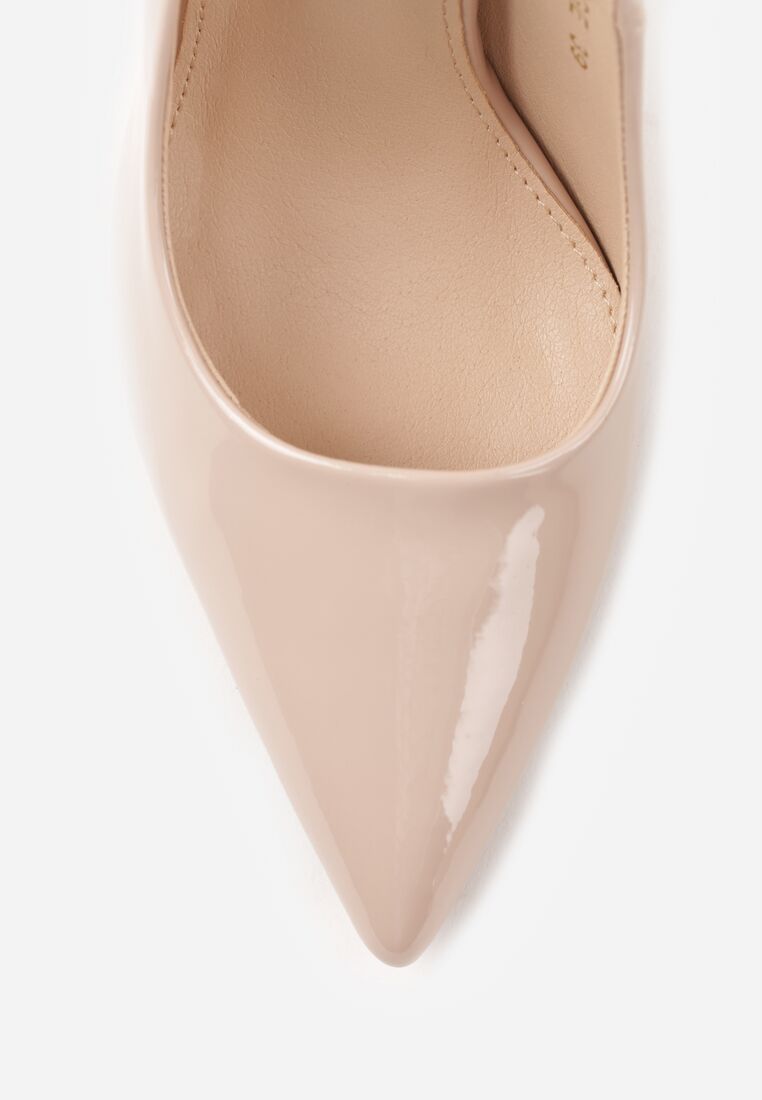 Beżowe Klasyczne Szpilki VICES z Lakierowanym Połyskiem Divenia 8