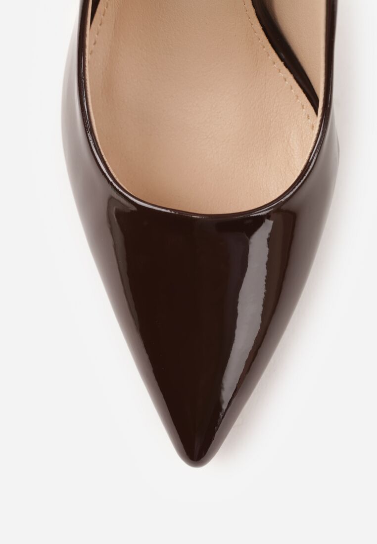 Brązowe Klasyczne Szpilki VICES z Lakierowanym Połyskiem Divenia 8