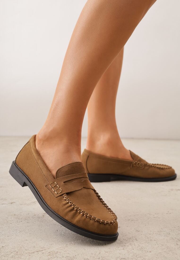 Jasnobrązowe Mokasyny VICES ze Skórzaną Wkładką Ozdobione Przeszyciami Nicogeus 2