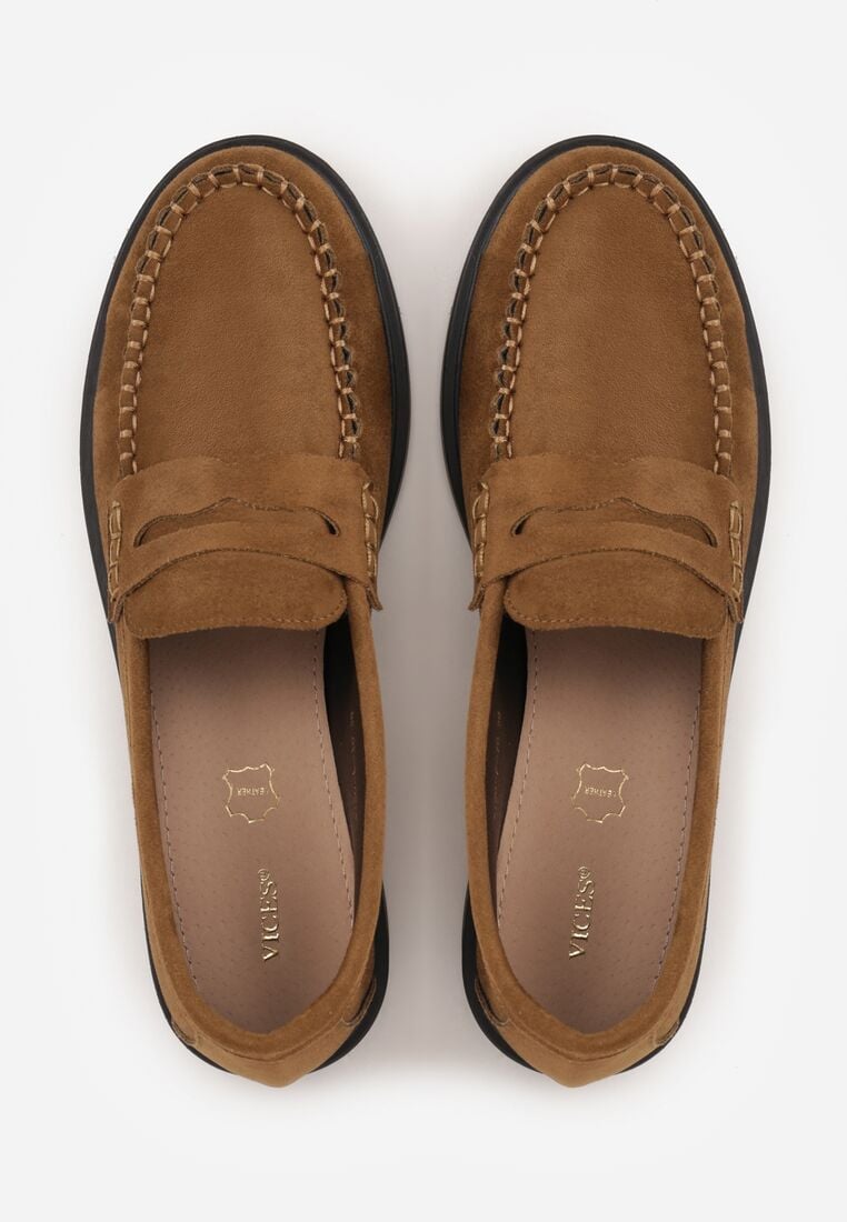 Jasnobrązowe Mokasyny VICES ze Skórzaną Wkładką Ozdobione Przeszyciami Nicogeus 6