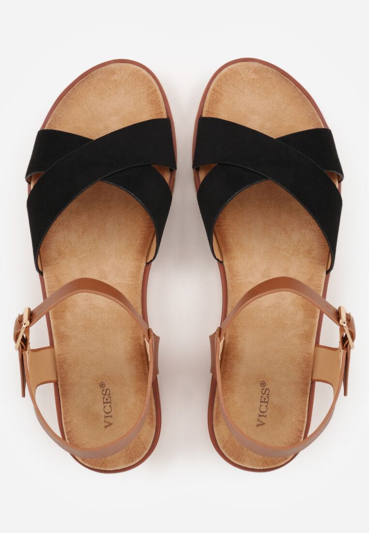 Czarne Sandały VICES na Płaskiej Podeszwie z Paskiem w Kształcie X Doriven 6