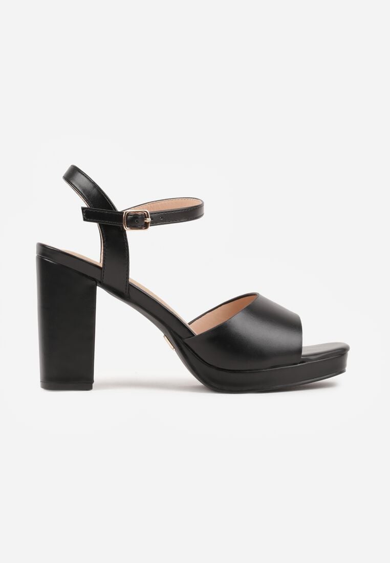 Czarne Sandały VICES na Słupku i Platformie z Wkładką ze Skóry Naturalnej Azimara 4