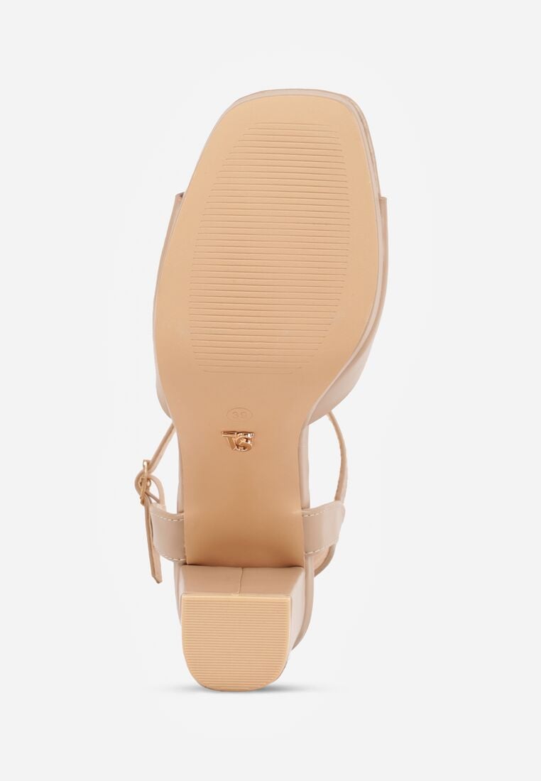 Ciemnobeżowe Sandały VICES na Słupku i Platformie z Wkładką ze Skóry Naturalnej Azimara 7