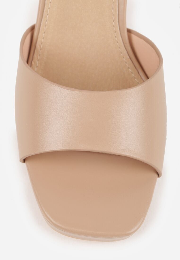 Ciemnobeżowe Sandały VICES na Słupku i Platformie z Wkładką ze Skóry Naturalnej Azimara 9