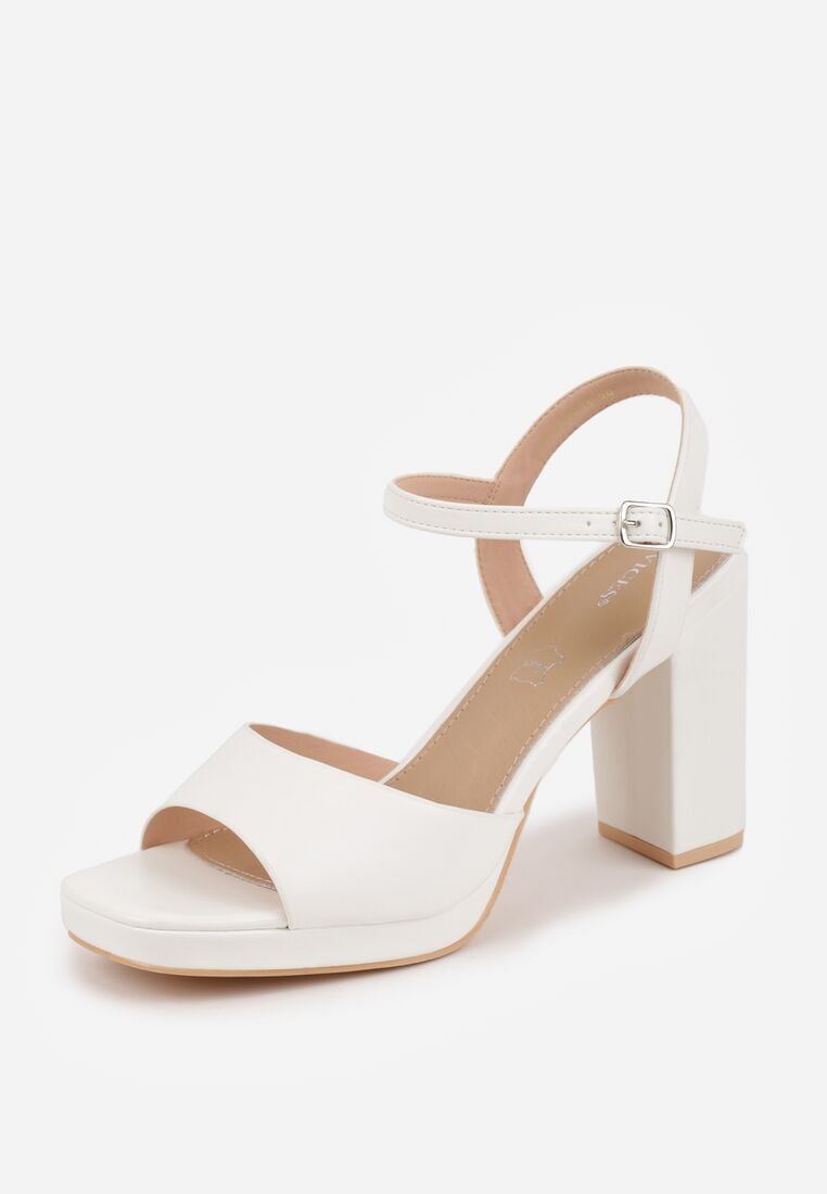Białe Sandały VICES na Słupku i Platformie z Wkładką ze Skóry Naturalnej Azimara 5