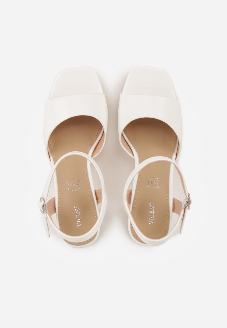 Białe Sandały VICES na Słupku i Platformie z Wkładką ze Skóry Naturalnej Azimara 6