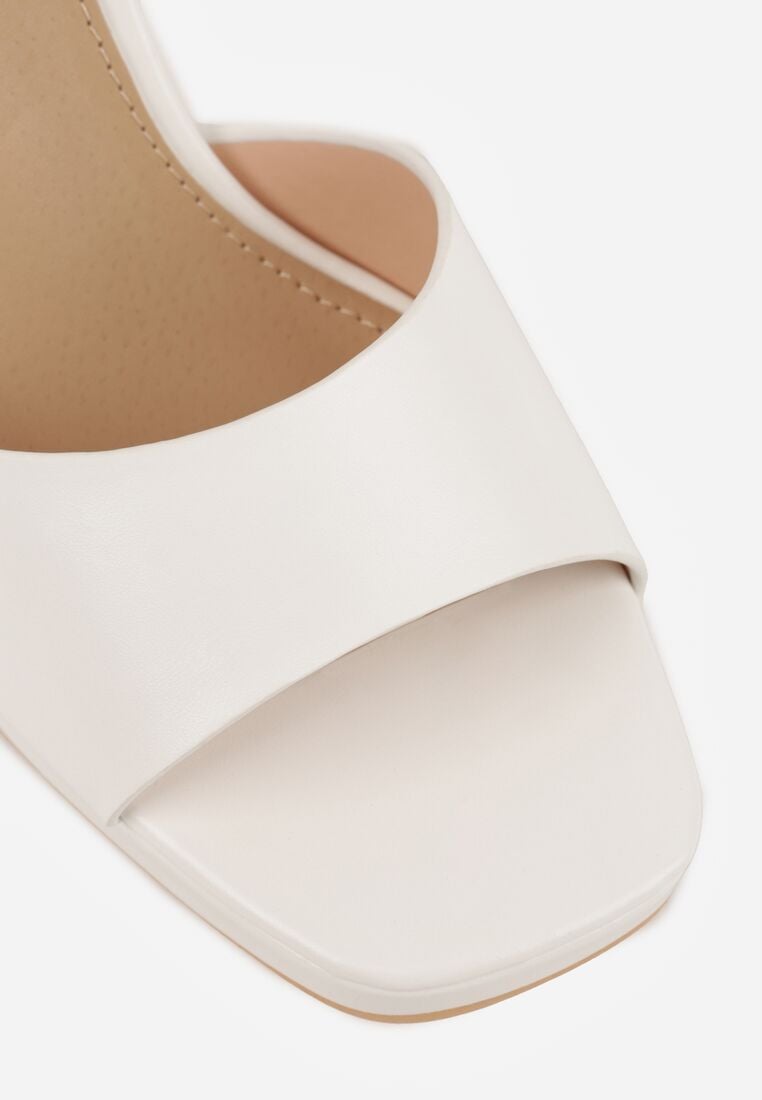 Białe Sandały VICES na Słupku i Platformie z Wkładką ze Skóry Naturalnej Azimara 9