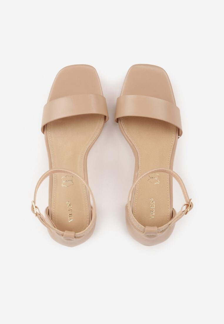 Ciemnobeżowe Sandały VICES na Słupku z Wkładką ze Skóry Naturalnej Azirera 6