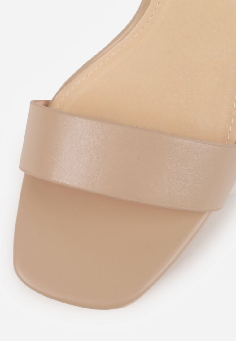 Ciemnobeżowe Sandały VICES na Słupku z Wkładką ze Skóry Naturalnej Azirera 9