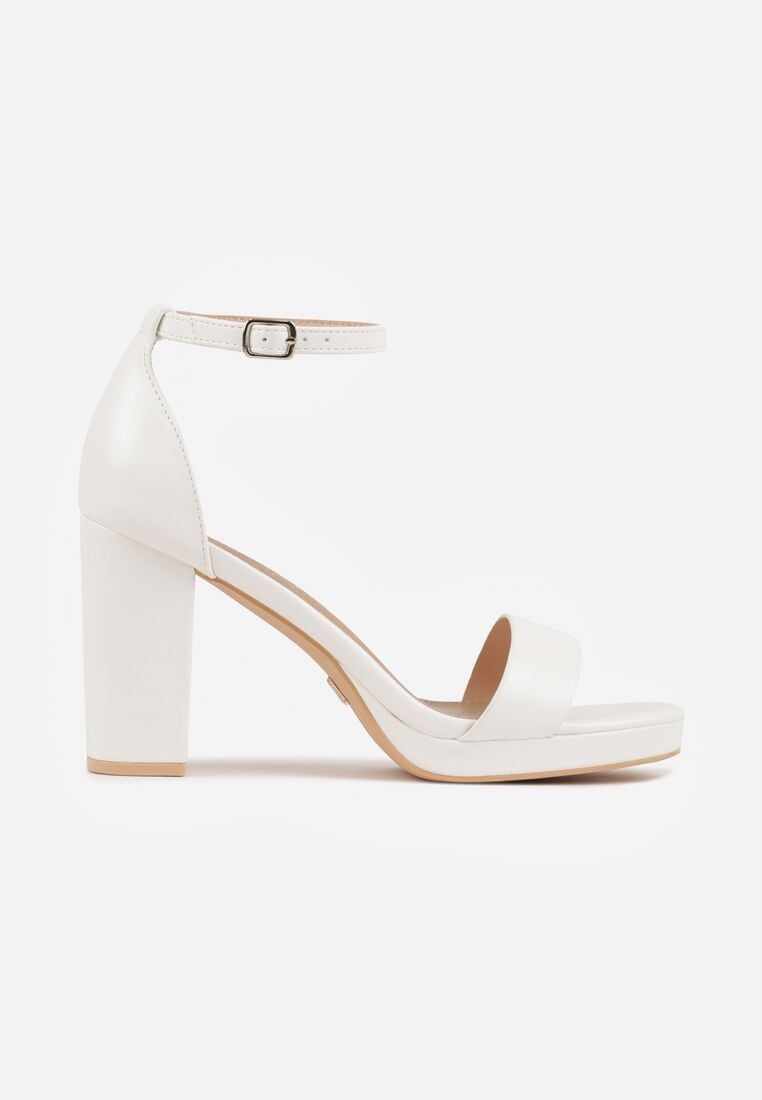 Białe Sandały VICES na Słupku z Wkładką ze Skóry Naturalnej Azirera 4