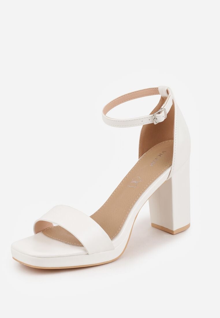 Białe Sandały VICES na Słupku z Wkładką ze Skóry Naturalnej Azirera 5
