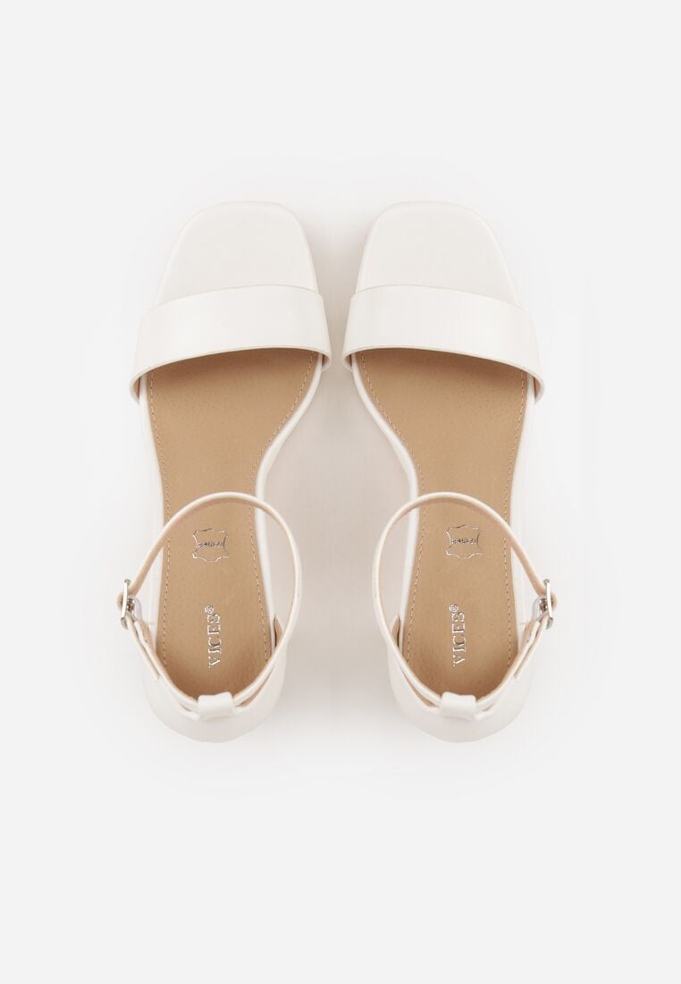 Białe Sandały VICES na Słupku z Wkładką ze Skóry Naturalnej Azirera 6