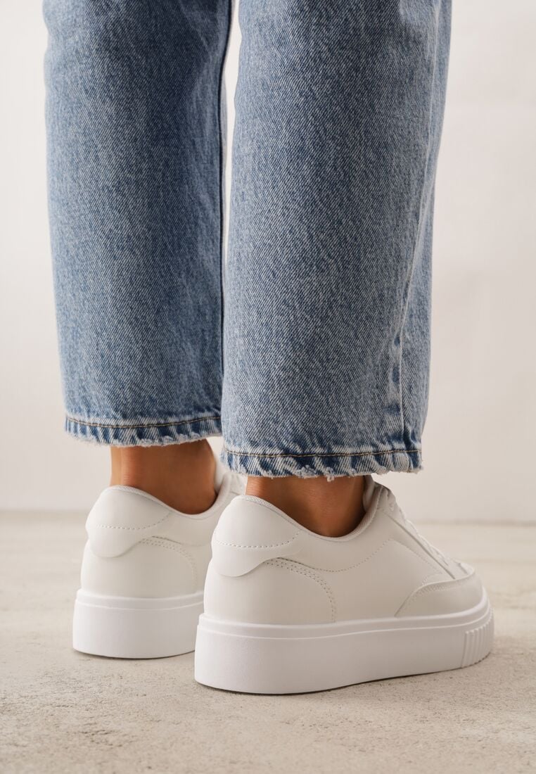 Białe Sneakersy na Grubej Podeszwie z Tłoczeniem Zeanidra 3