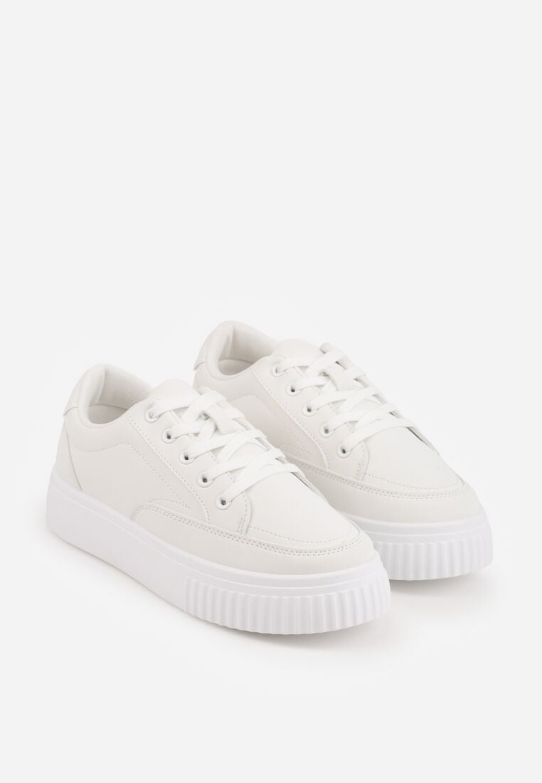 Białe Sneakersy na Grubej Podeszwie z Tłoczeniem Zeanidra 5