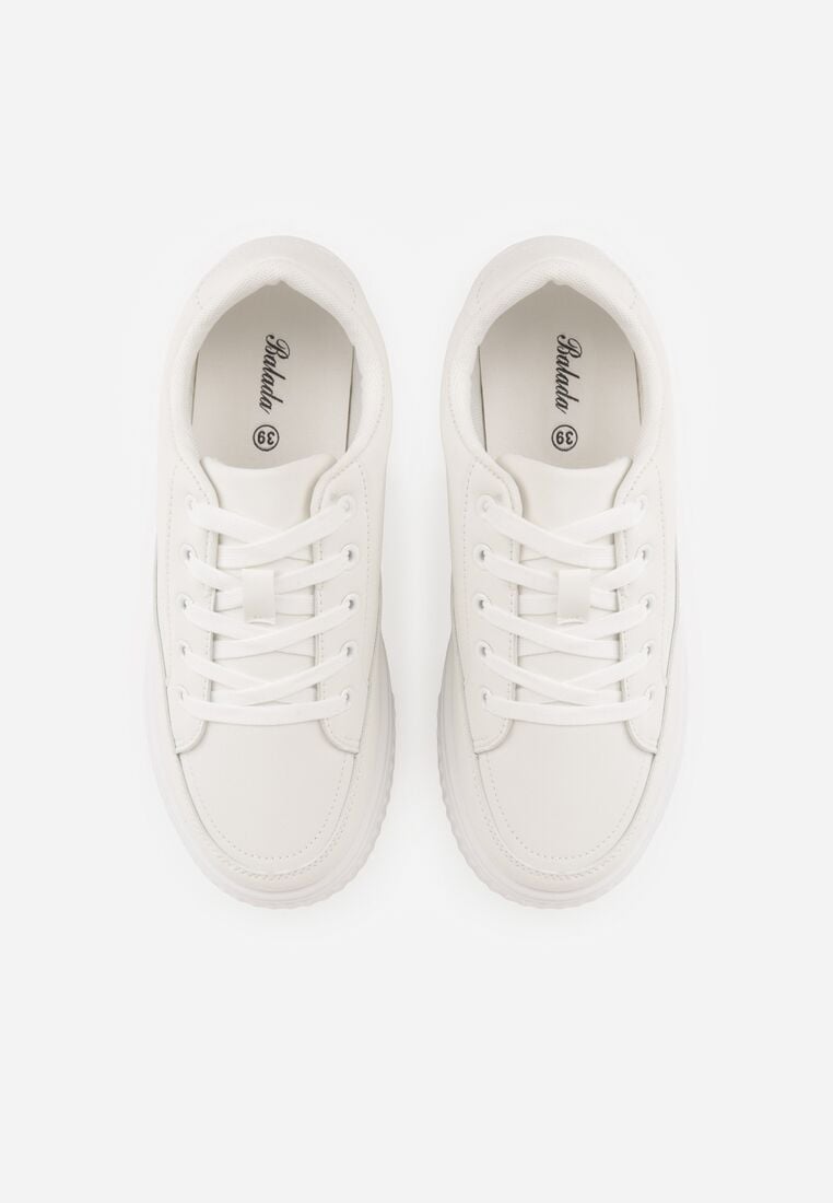 Białe Sneakersy na Grubej Podeszwie z Tłoczeniem Zeanidra 6