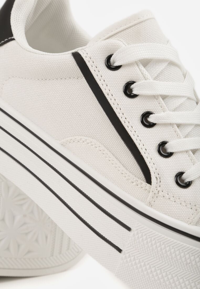 Biało-Czarne Klasyczne Trampki na Grubej Podeszwie Araenes 8