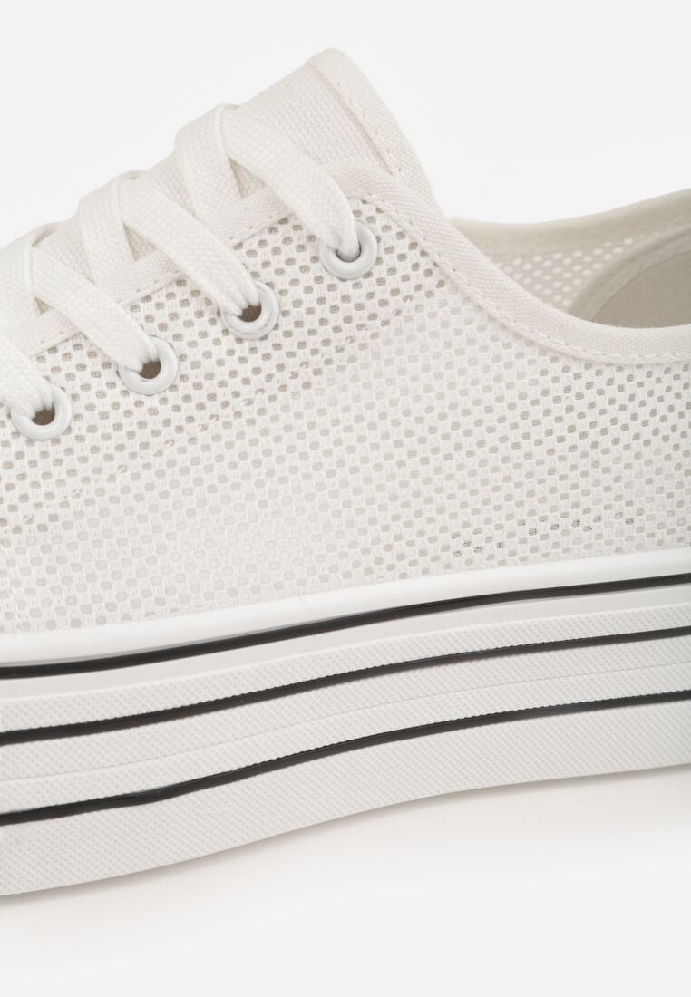 Białe Trampki na Grubej Podeszwie z Plecioną Cholewką Nalivera 8