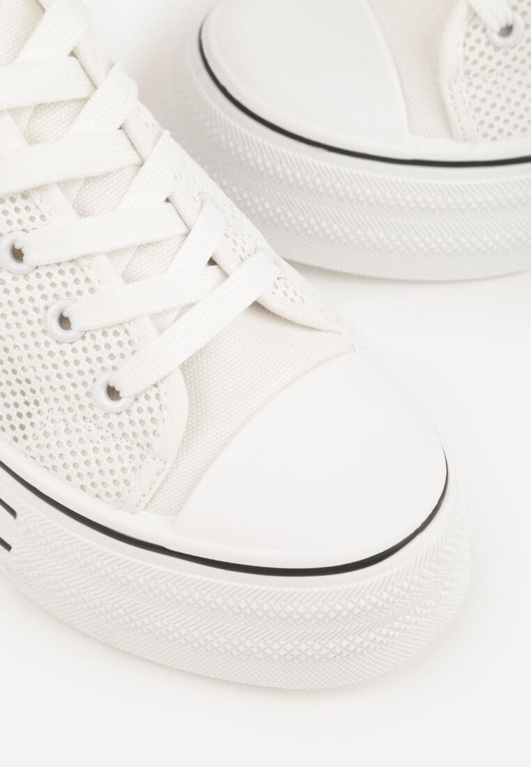 Białe Trampki na Grubej Podeszwie z Plecioną Cholewką Nalivera 9