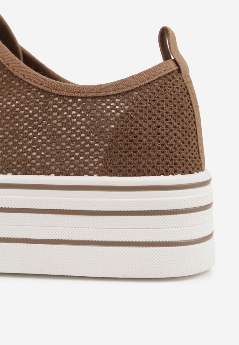 Brązowe Trampki na Grubej Podeszwie z Plecioną Cholewką Nalivera 8