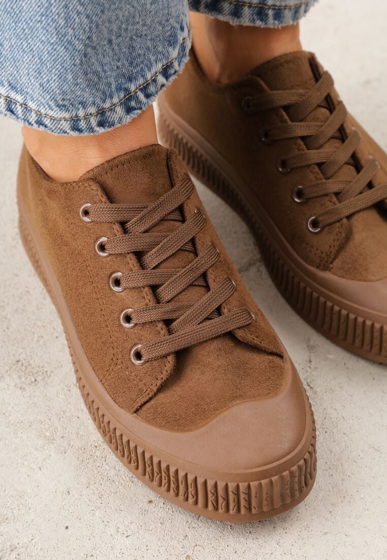 Brązowe Trampki z Imitacji Zamszu z Nieregularną Podeszwą ze Żłobieniami Naranatea 3