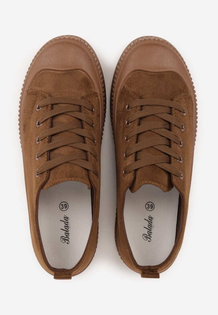 Brązowe Trampki z Imitacji Zamszu z Nieregularną Podeszwą ze Żłobieniami Naranatea 6