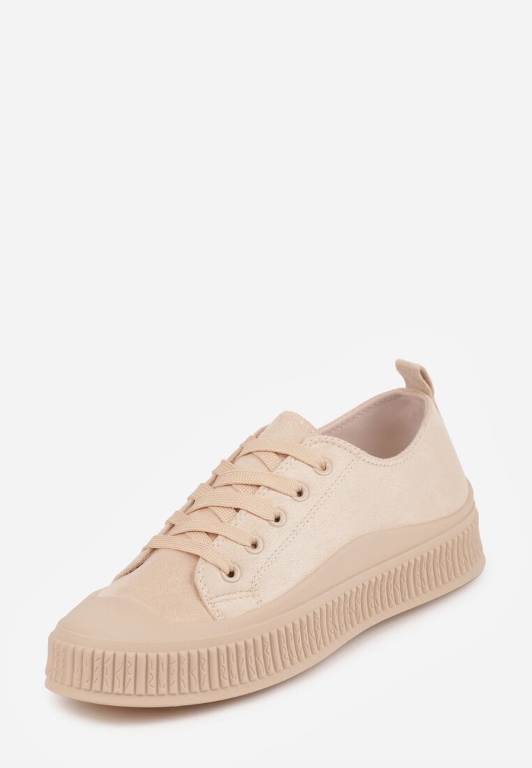Beżowe Trampki z Imitacji Zamszu z Nieregularną Podeszwą ze Żłobieniami Naranatea 4