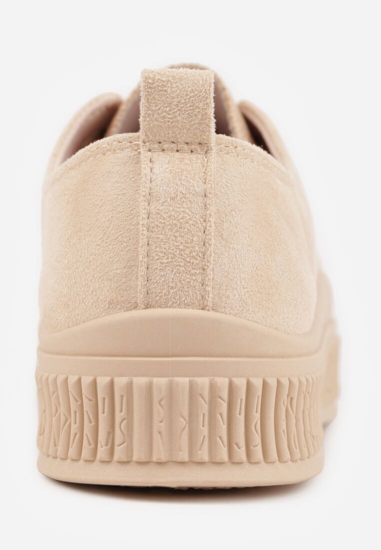 Beżowe Trampki z Imitacji Zamszu z Nieregularną Podeszwą ze Żłobieniami Naranatea 7