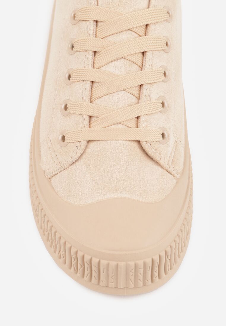 Beżowe Trampki z Imitacji Zamszu z Nieregularną Podeszwą ze Żłobieniami Naranatea 8