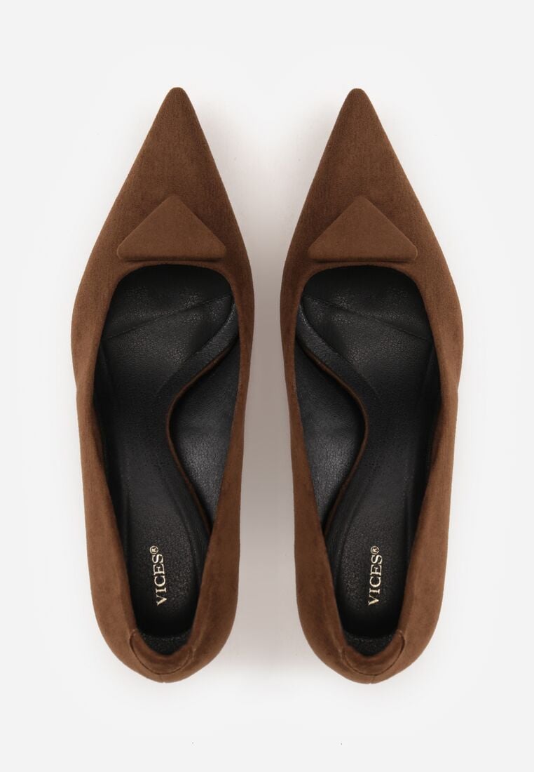 Brązowe Czółenka VICES na Kaczuszce z Trójkątną Aplikacją na Nosku Zenia 6