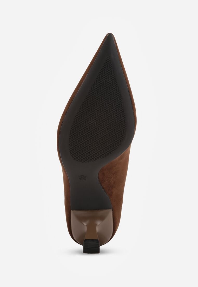 Brązowe Czółenka VICES na Kaczuszce z Trójkątną Aplikacją na Nosku Zenia 7