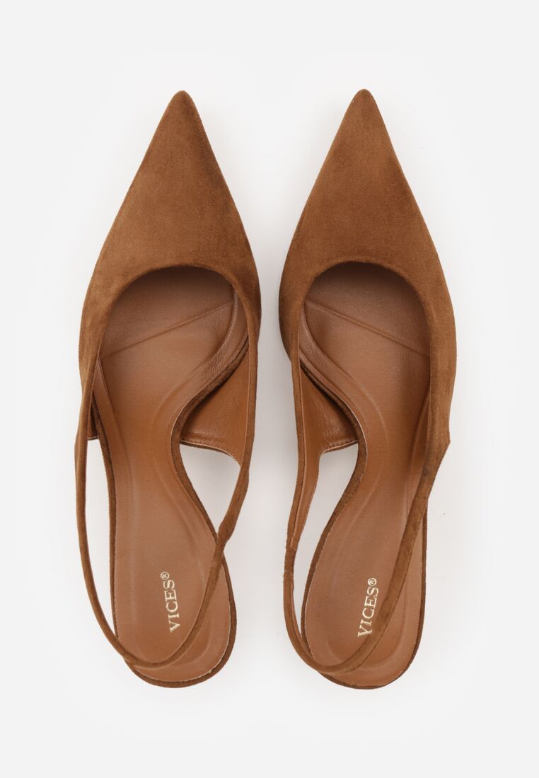 Brązowe Czółenka z Odkrytą Piętą VICES na Obcasie Kaczuszka Anatema 6