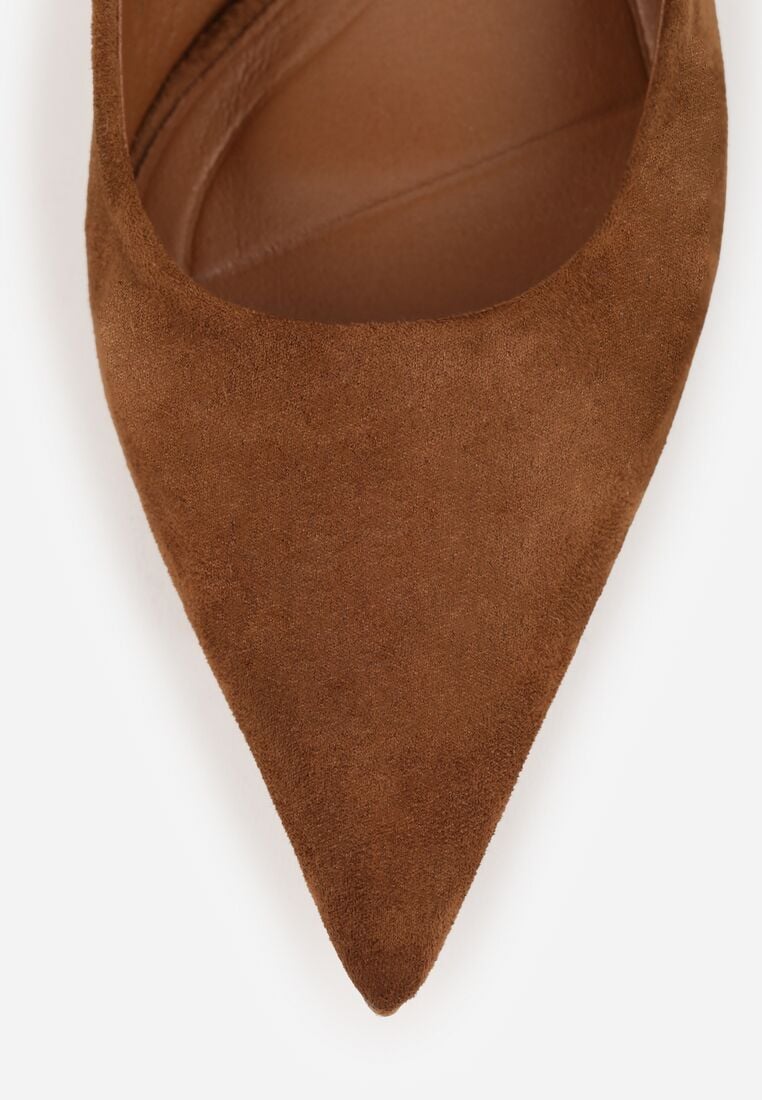 Brązowe Czółenka z Odkrytą Piętą VICES na Obcasie Kaczuszka Anatema 9