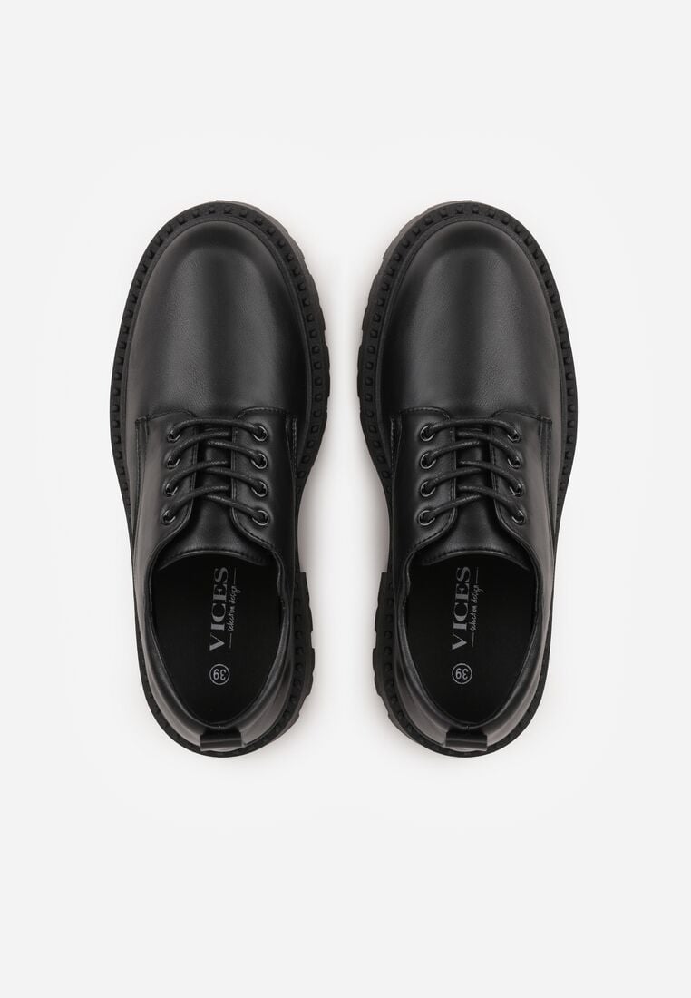 Czarne Sznurowane Półbuty Oksfordki VICES na Grubej Podeszwie Anatea 6